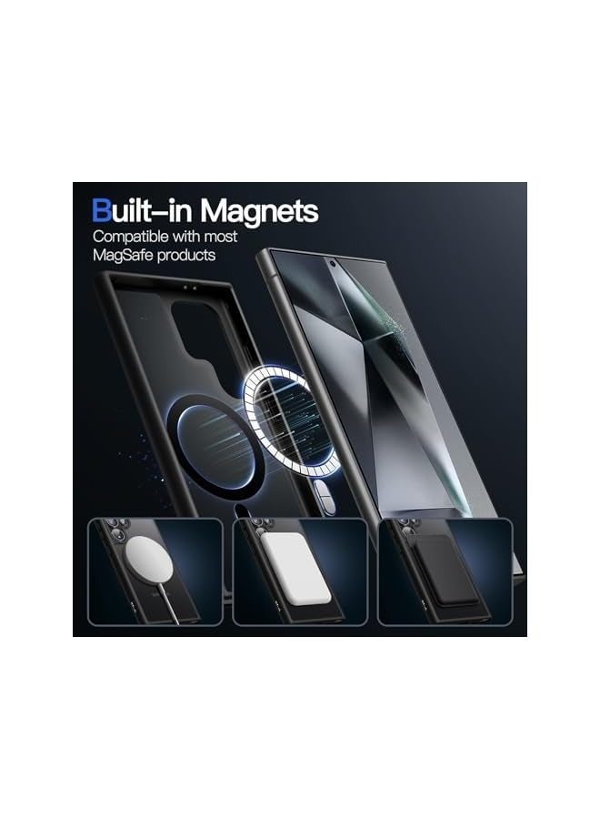 JETech Magnetic Case for Galaxy S24 Ultra 5G, Compatible with MagSafe, Translucent Matte Back Shockproof Phone Cover (Black) - Image 3