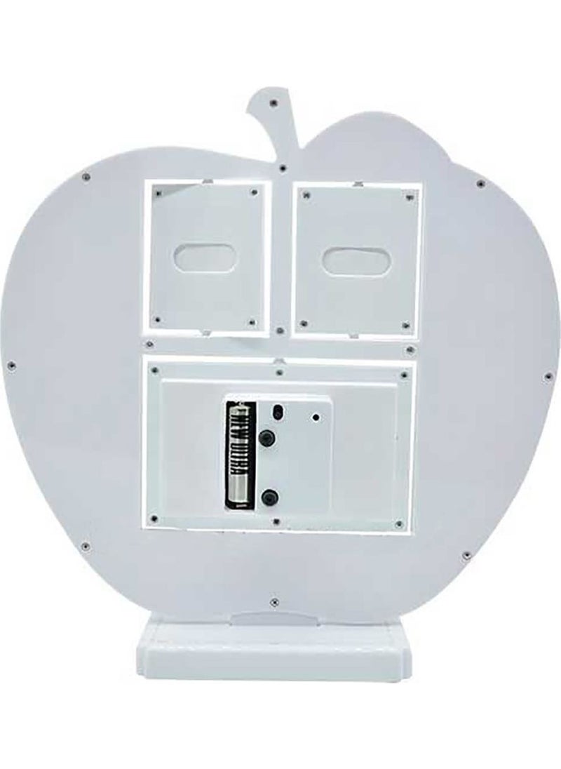 Nobbystar - White Apple Decorative Photo Frame with Clock - 3 Photos Can Be Mounted - Image 1