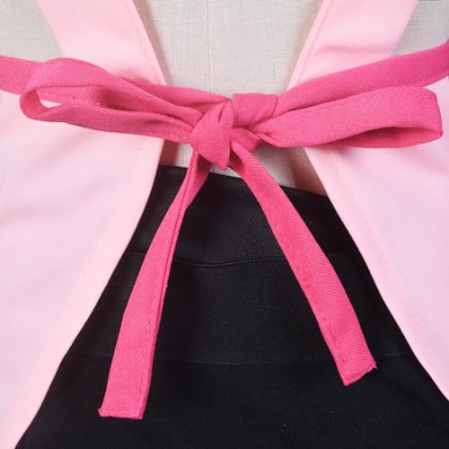 Love Potato Cute Girls Toddler Cartoom Cat Embroidered Cotton Kitchen Cooking Baking Apron for Kids 2-4 Years Old (Pink) - Image 2