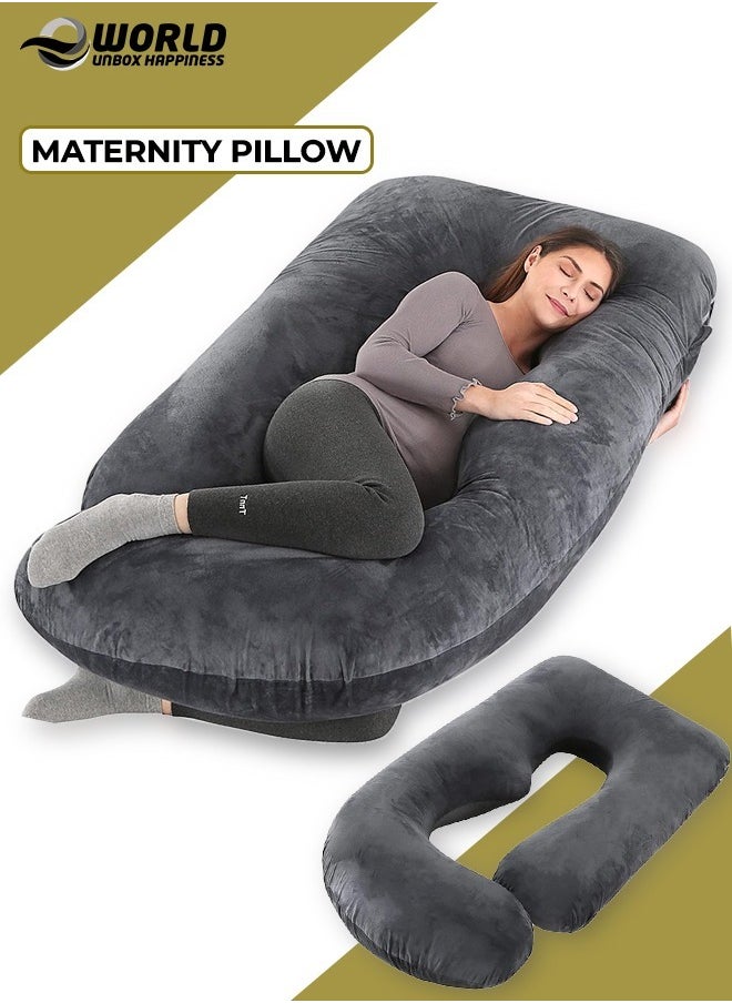 Eworld Full Body Pregnancy Pillow, U-Shaped Maternity Pillow for Legs, Back, Neck, Shoulders, Hips and Belly Support for Pregnant Women with Removable Cover, Black  - Image 1