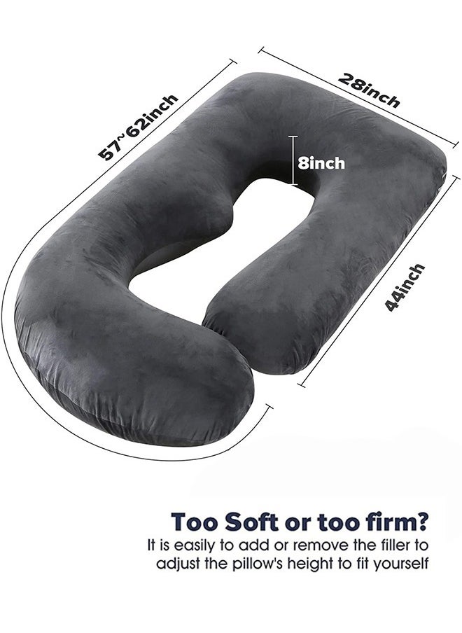 Eworld Full Body Pregnancy Pillow, U-Shaped Maternity Pillow for Legs, Back, Neck, Shoulders, Hips and Belly Support for Pregnant Women with Removable Cover, Black  - Image 2