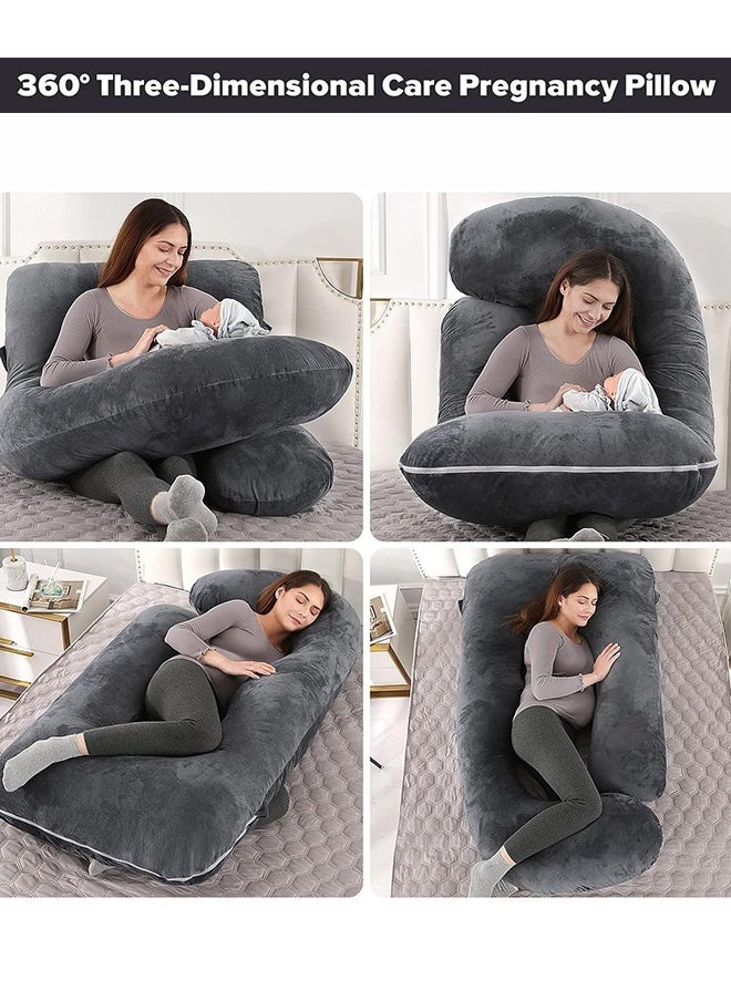 Eworld Full Body Pregnancy Pillow, U-Shaped Maternity Pillow for Legs, Back, Neck, Shoulders, Hips and Belly Support for Pregnant Women with Removable Cover, Black  - Image 3