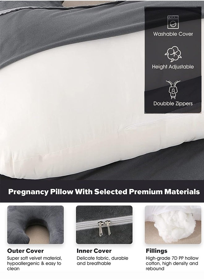 Eworld Full Body Pregnancy Pillow, U-Shaped Maternity Pillow for Legs, Back, Neck, Shoulders, Hips and Belly Support for Pregnant Women with Removable Cover, Black  - Image 4