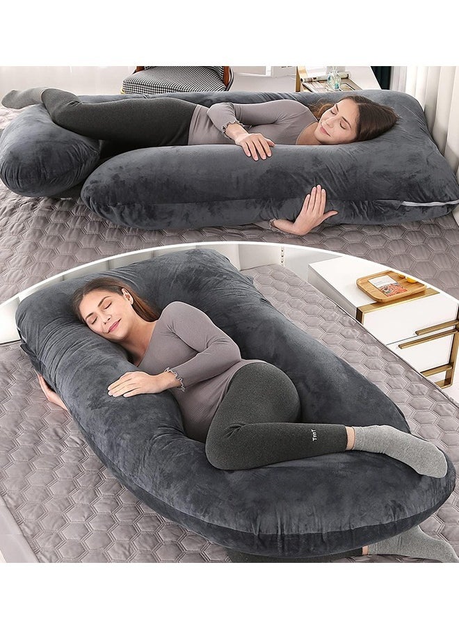 Eworld Full Body Pregnancy Pillow, U-Shaped Maternity Pillow for Legs, Back, Neck, Shoulders, Hips and Belly Support for Pregnant Women with Removable Cover, Black  - Image 5
