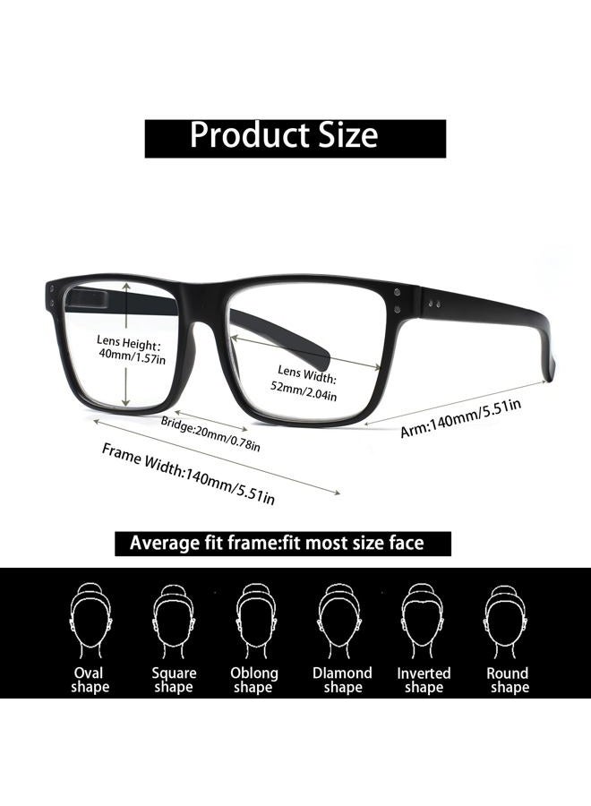 Kerecsen 5 Pack Oversized Reading Glasses Blue Light Blocking Square Large Frame Readers for Men and Women (5 Black, 2.25, x) - Image 2