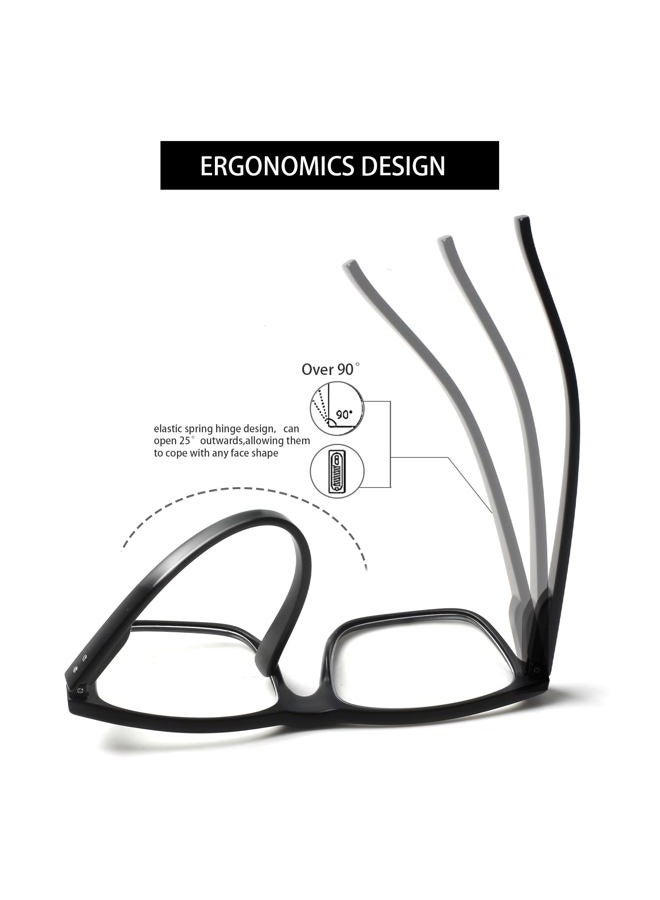 Kerecsen 5 Pack Oversized Reading Glasses Blue Light Blocking Square Large Frame Readers for Men and Women (5 Black, 2.25, x) - Image 3