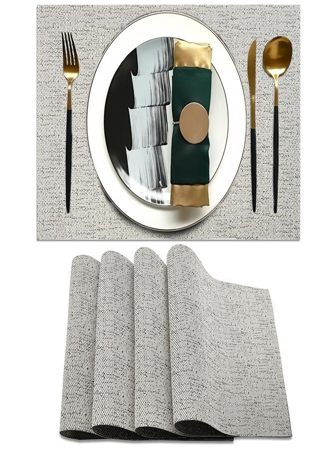 WisePoint Woven Placemats Set of 4, PVC Waterproof Placemats Washable Table Mats, DIY Rectangular Place Mats for Dining Tables, Restaurants, Banquets (4) - Image 1
