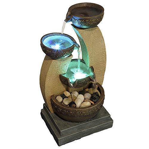 Nature's Mark 11" H Golden Tiered Bowl Fountain with Color Changing LED Lights with Adapter Brown - Image 5