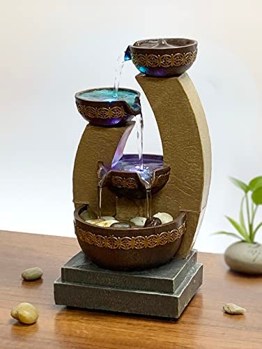 Nature's Mark 11" H Golden Tiered Bowl Fountain with Color Changing LED Lights with Adapter Brown - Image 2