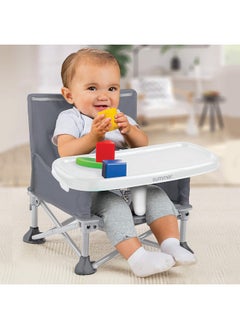 Bright Starts Summer by Bright Starts Pop 'N Sit Portable Booster Chair, Floor Seat, Indoor/Outdoor Use, Compact Fold, Grey, 6 Mos - 3 Yrs  - Image 3