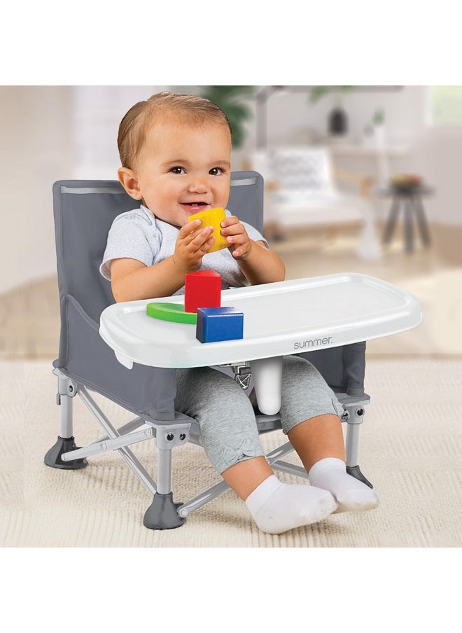 برايت ستارتس كرسي معزز محمول من Summer by Bright Starts Pop 'N Sit، مقعد أرضي، للاستخدام الداخلي/الخارجي، قابل للطي بشكل مضغوط، رمادي، من عمر 6 أشهر إلى 3 سنوات  - Image 3