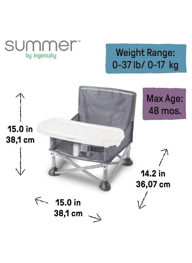 برايت ستارتس كرسي معزز محمول من Summer by Bright Starts Pop 'N Sit، مقعد أرضي، للاستخدام الداخلي/الخارجي، قابل للطي بشكل مضغوط، رمادي، من عمر 6 أشهر إلى 3 سنوات  - Image 5