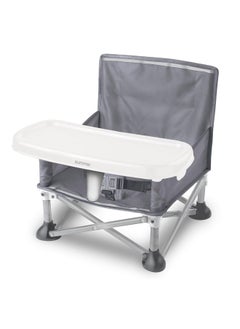 Bright Starts Summer by Bright Starts Pop 'N Sit Portable Booster Chair, Floor Seat, Indoor/Outdoor Use, Compact Fold, Grey, 6 Mos - 3 Yrs  - Image 1