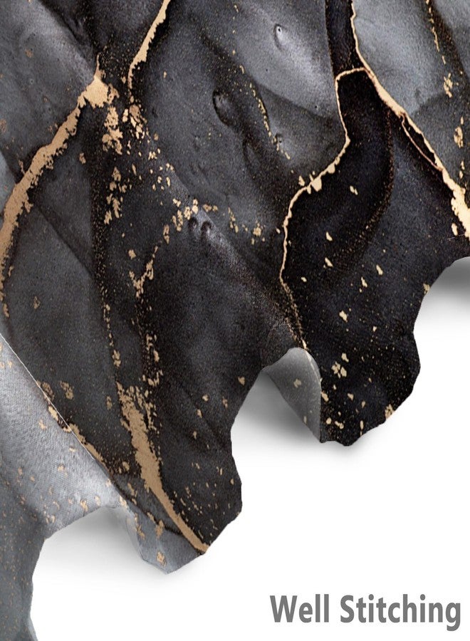 Renaiss 72x72 Inches Black Gold Marble Shower Curtain Abstract Crack Granite Texture Modern Luxury Ink Painting Fabric Shower Curtains for Bathroom Decor Waterproof Polyester with Hooks - Image 4