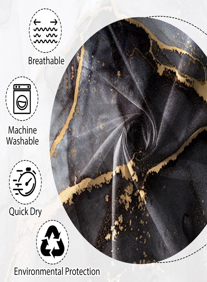 Renaiss 72x72 Inches Black Gold Marble Shower Curtain Abstract Crack Granite Texture Modern Luxury Ink Painting Fabric Shower Curtains for Bathroom Decor Waterproof Polyester with Hooks - Image 3