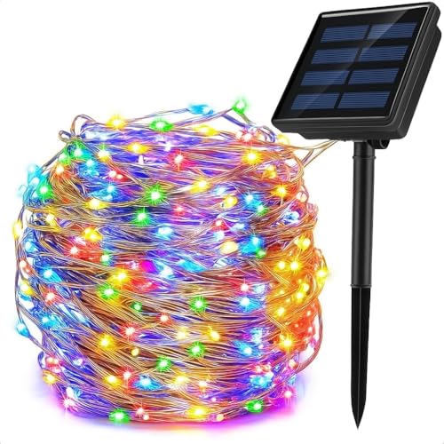 AERYS Solar Fairy Color String Light 200 LEDs 22 Meter Inbuilt Rechargable Batery Waterproof 8 Mode Copper Wire for Garden Yard Balcony Diwali Christmas Party & Led Light (Colour Solar String Light) - Image 1