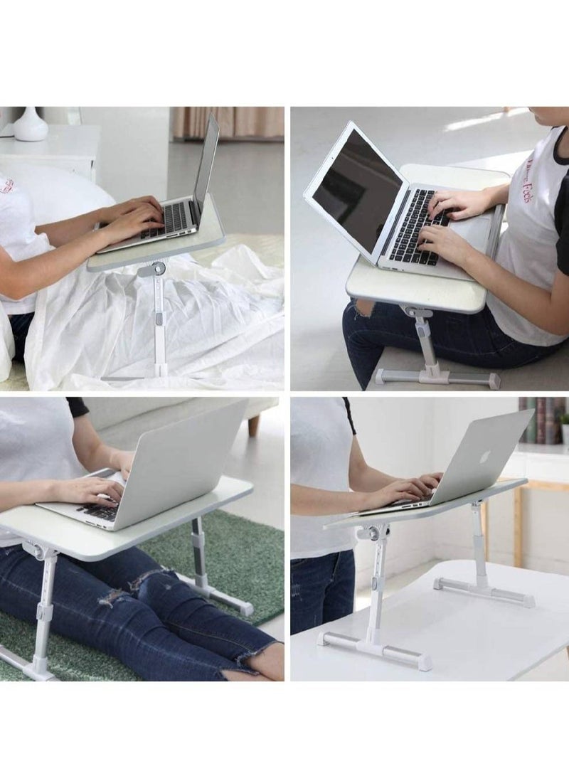 جينيكست طاولة سرير قابلة للطي محمولة ، مكتب كمبيوتر محمول مع حامل iPad وحامل أكواب حامل دفتر صينية اللفة قابل للتعديل ، صينية طاولة قراءة أرجل قابلة للطي غير قابلة للانزلاق للعمل ، الدراسة - Image 3