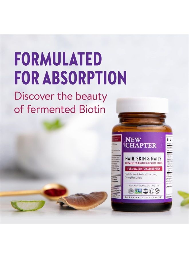 New Chapter Biotin Supplement, Vegan Hair Skin and Nails Vitamins with Fermented Biotin + Astaxanthin - 60 Count - Image 3
