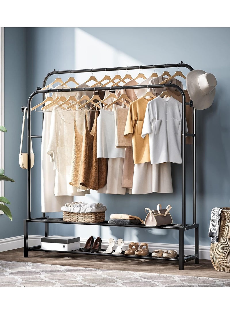 DubaiGallery Double Garment Clothes Rack Wire Shelving Stand Bedroom Coat Clothing Rack - Image 2