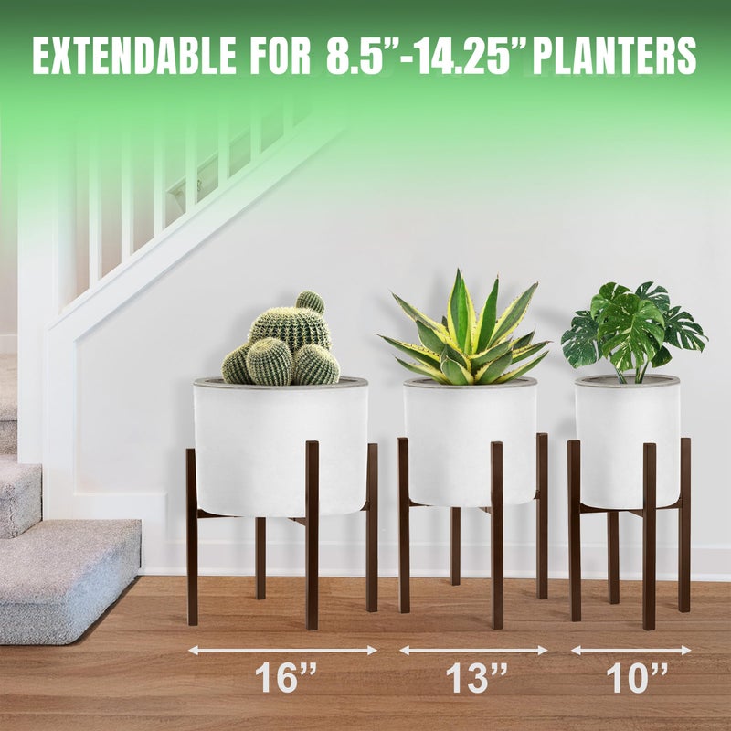 Sorbus Adjustable Metal Plant Stand â€“ Mid Century Style Flower Pot Holder, 10 to 16 Inches Planter Stand for Modern Home DÃ©cor, Houseplants â€“ Plant & Pot NOT INCLUDED (Brown, 1 Pack) - Image 2