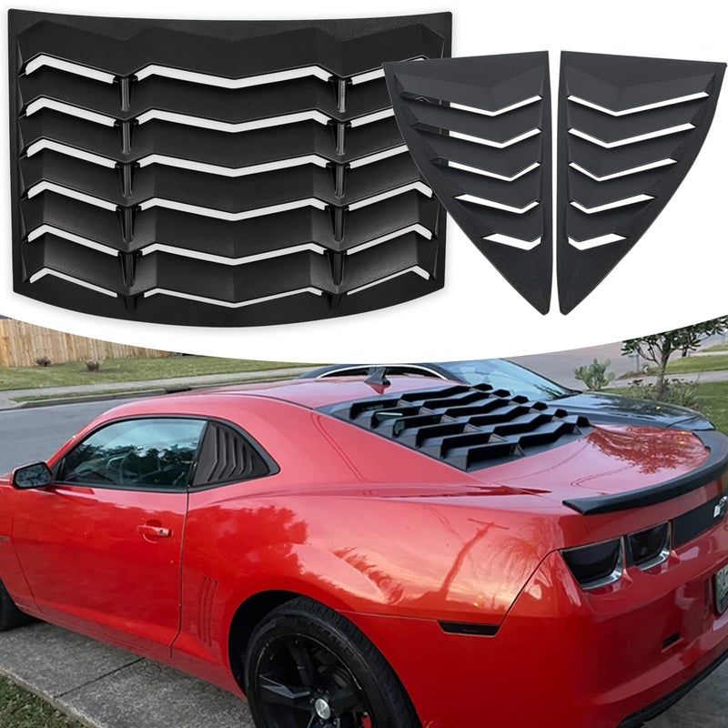Camoo Rear and Side Window Louvers Sun Shade Windshield Cover ABS in Matte Black for Chevrolet Chevy Camaro 2010-2015 - Image 1