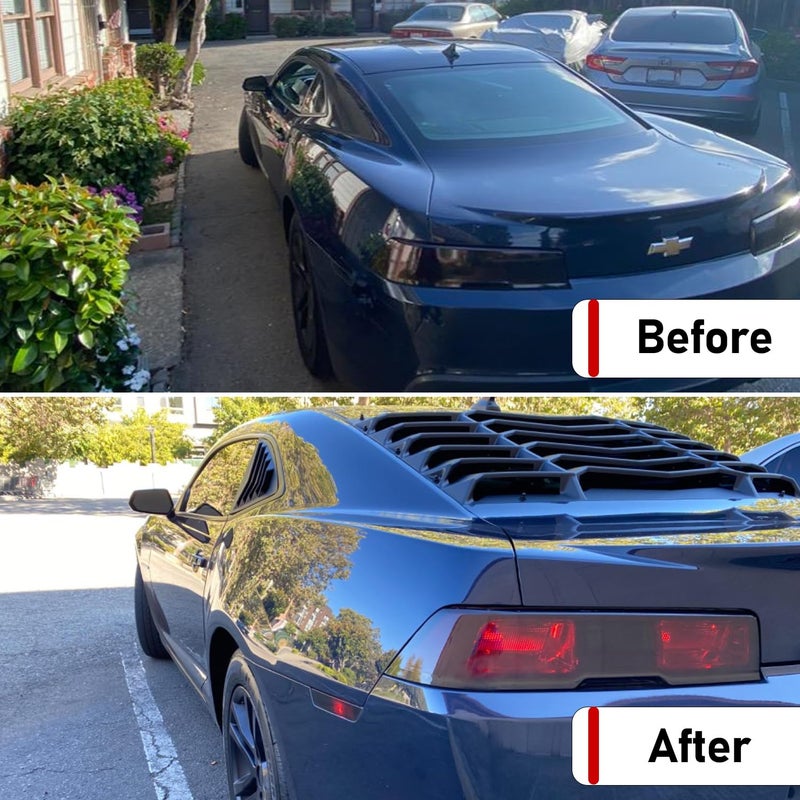 Camoo Rear and Side Window Louvers Sun Shade Windshield Cover ABS in Matte Black for Chevrolet Chevy Camaro 2010-2015 - Image 5