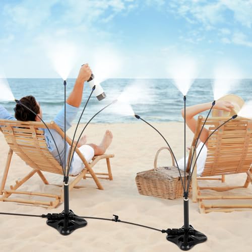 VIHOSE 2 Set Standing Misters for Outside Patio 307 Inch Height Portable Misting System for Cooling Outdoor 262 ft Stand Misting Line for Patio Cooling Backyard Porch Water Playing Sprinklers - Image 1
