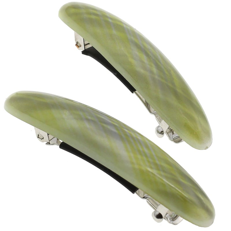 Camila Paris CP3390 French Hair Barrette Clip for Girls Gray Green Small Set of 225 Strong Hold Grip Hair Clips for Women No Slip Rubberized Automatic Clasp Styling Hair Accessories Made in France