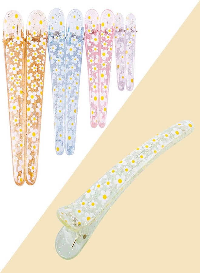 Fodattm Set of 12 Professional Hairdressing Salon Non Slip Alligator Hair Clip Simple Hairgrip Hair Barrettes Plastic Duckbill Clip Hairpin (Length -1.9inch, Flower) - Image 5