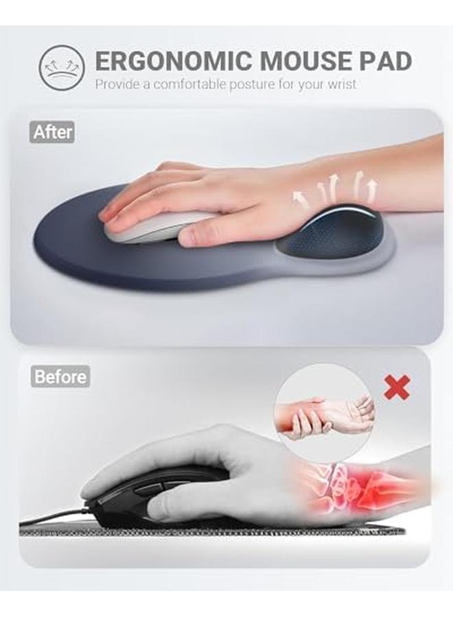 erorex Mouse Pad Fashionable Ergonomic Mouse Pad With Memory Foam Wrist Support Computer Silicone Thickened Anti Slip Mouse Pad Relieve Wrist Pain Gel Mouse Pad Gradient Blue Black  - Image 2