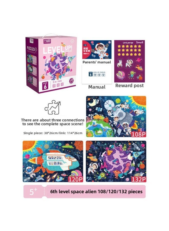 Children's Puzzle Girl Boy 1 Advanced 3 To 6 Years Old 2 Flat Figure 4 Dinosaur 5 Early Childhood Education Baby Toy-Color:【Level 6】 Space Aliens (Suggested 5-6.5 Years Old | Including 3 Boxes * Spe - Image 1
