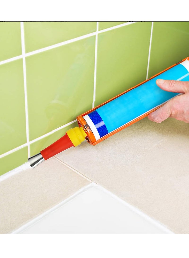 Caulking Finisher Kit, 30Pcs  Caulking Nozzle Tips Set, Reusable Caulking Nozzle Coating Include 18 Caulking Nozzle Applicators, with 8 Connector Caulking Guns and 4 Grout Scraper - Image 3