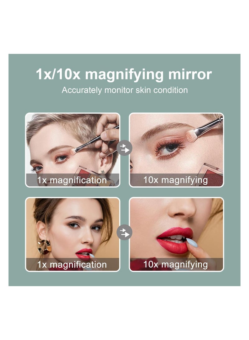 SYOSI Magnifying Makeup Mirror 6.5" Clip On Gooseneck Shaving Mirror With 10x Magnifying 360° Swivel Adjustable USB Recharge Lighted Shower Mirror For Bathroom Adjustment White 10X - Image 5