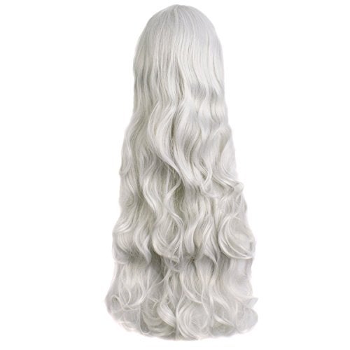MapofBeauty 32" 80cm Silver White Long Hair Curly Wavy Wig Cosplay Costume Wig - Image 2