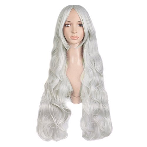 MapofBeauty 32" 80cm Silver White Long Hair Curly Wavy Wig Cosplay Costume Wig - Image 5