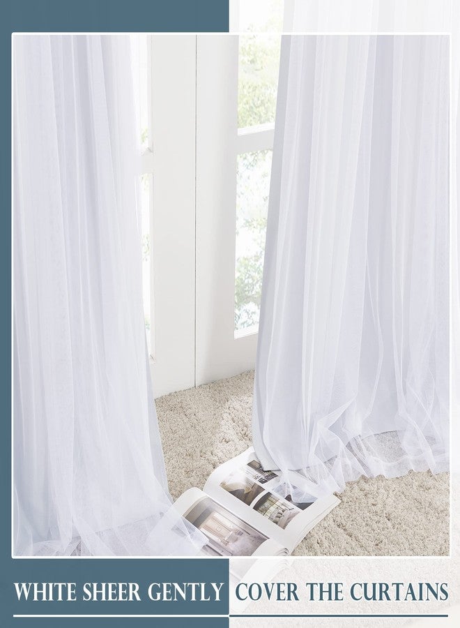 PONY DANCE Living Room Curtains - White Sheer Overlay Thermal Insulated Curtains Rod Pocket for Home Decoration with Tiebacks, W52 x L84 inch, Pure White, 2 Pieces - Image 5