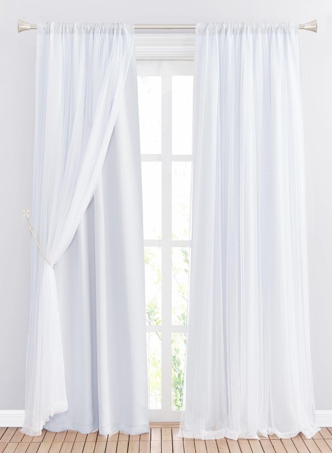 PONY DANCE Living Room Curtains - White Sheer Overlay Thermal Insulated Curtains Rod Pocket for Home Decoration with Tiebacks, W52 x L84 inch, Pure White, 2 Pieces - Image 2