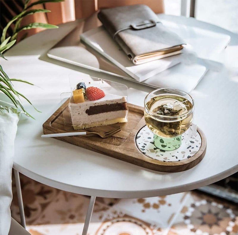 Heiboa Pack of 2 Small Acacia Wood Serving Trays, 28 x 13 cm, Serving Plates, Wooden Tray, Rectangular Decorative Trays, Small Kitchen Tray for Coffee Table, Coffee, Restaurants - Image 5