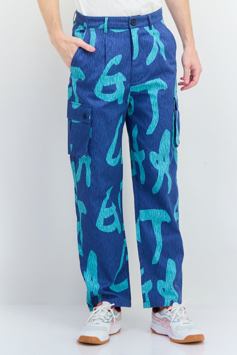Gotcha سروال كارجو للرجال بقصة عادية وطباعة جرافيك، أزرق - Image 1