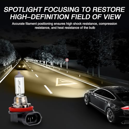 awlbed 2 PCS Car Halogen Fog Light Bulb, 12V 55W Waterproof Glass Vehicle Spotlights Replacements, Universal Automotive High Beam Lighting Accessories for Truck SUV Car (Warm White Light #H11) - Image 5