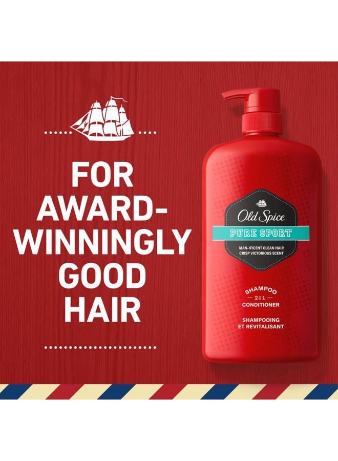 Old Spice Pure Sport 2in1 Shampoo and Conditioner for Men, Twin Pack, Lemon, 58.4 Fl Oz - Image 2