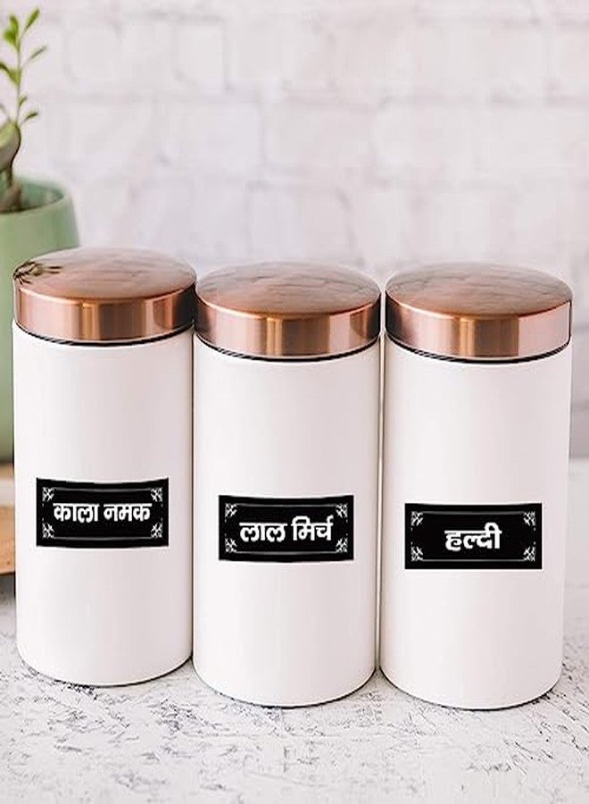 Rsbhub Spice Label Stickers in Hindi | 95 Pcs Self-Adhesive Waterproof Vinyl Stickers for Kitchen Jar and Spice Containers | Durable Ingredient Labels for Home Organization - Image 1