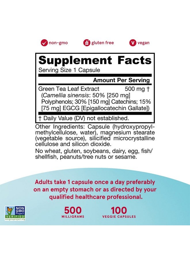 jarrow formulas Green Tea 500 Mg Antioxidant Support  50% Polyphenols Cardiovascular  Immune Health White 100 Count - Image 2