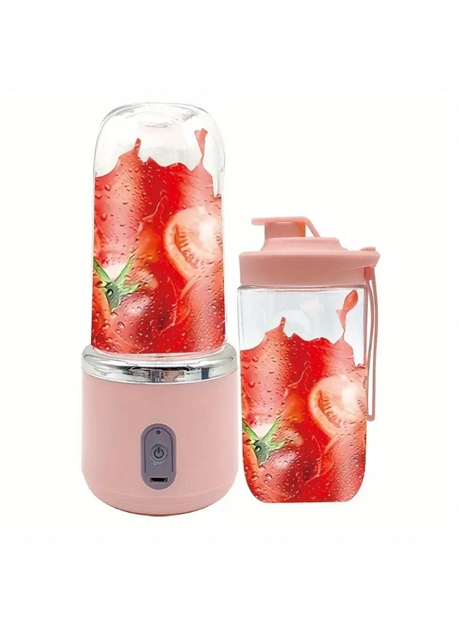 Portable Blender,USB Rechargeable, Electric Juicer with 2 Travel Cups and 6 Blades,Fruit Cup,for Smoothies , Shakes , Fruit , Ice, 400ml - Image 2