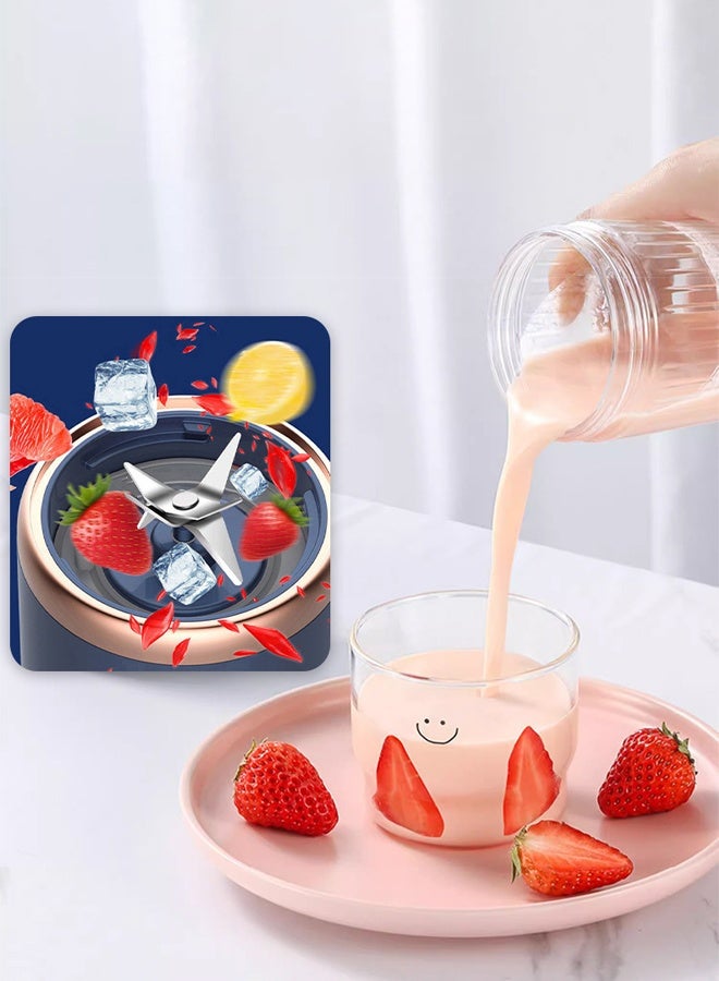 Portable Blender,USB Rechargeable, Electric Juicer with 2 Travel Cups and 6 Blades,Fruit Cup,for Smoothies , Shakes , Fruit , Ice, 400ml - Image 3