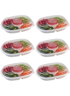 Rubbermaid 6 Piece Party Platter Divided Portable Party Serving Tray Serving-Ware With Lid 5 Extra Large Compartments for Dip Appetizers Snacks Veggies Chips and Holiday Foods  - Image 2