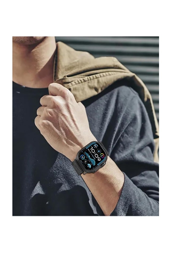 حلقة شبكية ميلانية متوافقة مع أساور آبل ووتش مقاس 49 ملم 46 ملم 45 ملم 44 ملم 42 ملم للرجال والنساء، حلقة شبكية من الفولاذ المقاوم للصدأ مع مشبك على طراز المظلة لـ iWatch Ultra 2 وSeries 10 و9 و8 و7 و6 SE و5 و4 و3 - Image 5