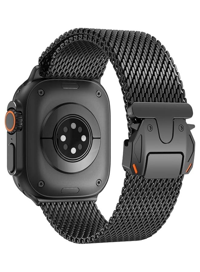 Wingle Milanese Loop Metal Mesh Band for Apple Watch Ultra 2 49mm 46mm 45mm 44mm Men and Women Stainless Steel Parachute Clasp for iWatch Ultra Series SE 10 9 8 7 6 5 4 3 - Image 1