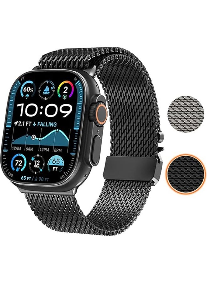 Wingle Milanese Loop Metal Mesh Band for Apple Watch Ultra 2 49mm 46mm 45mm 44mm Men and Women Stainless Steel Parachute Clasp for iWatch Ultra Series SE 10 9 8 7 6 5 4 3 - Image 2