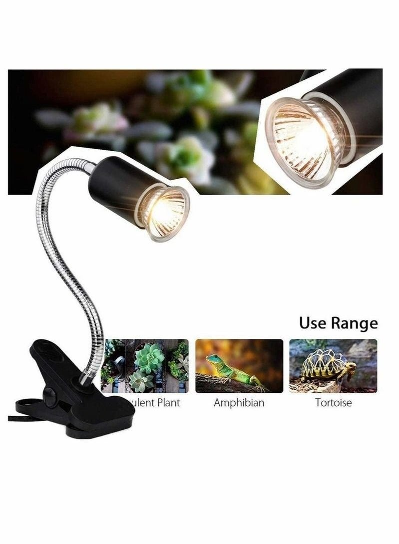 WALALLA UVA/UVB Tortoise Heat Lamp, 50W Clamp-on Reptile Heat Bulb, 360° Adjustable Aquarium Heating Light, E27 Clamp-on Pet Heating Emitter for Reptiles/Amphibians/Lizards/Turtle/Snakes - Image 2